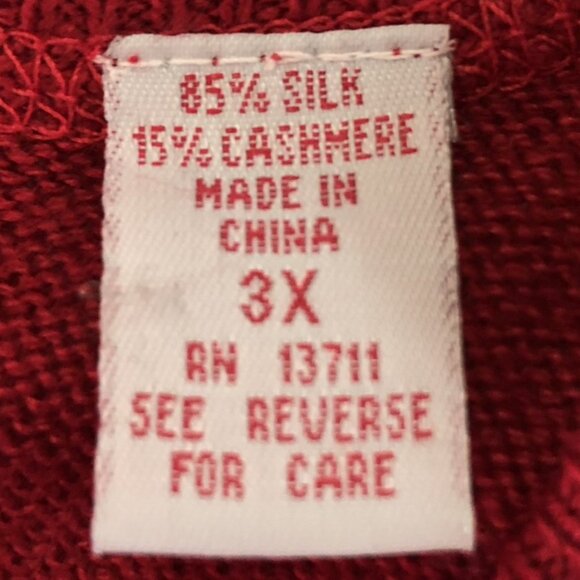 LT Sport Woman Silk Cashmere Red Sweater Vest Women Size 3X Crew Neck Pullover - Picture 8 of 12